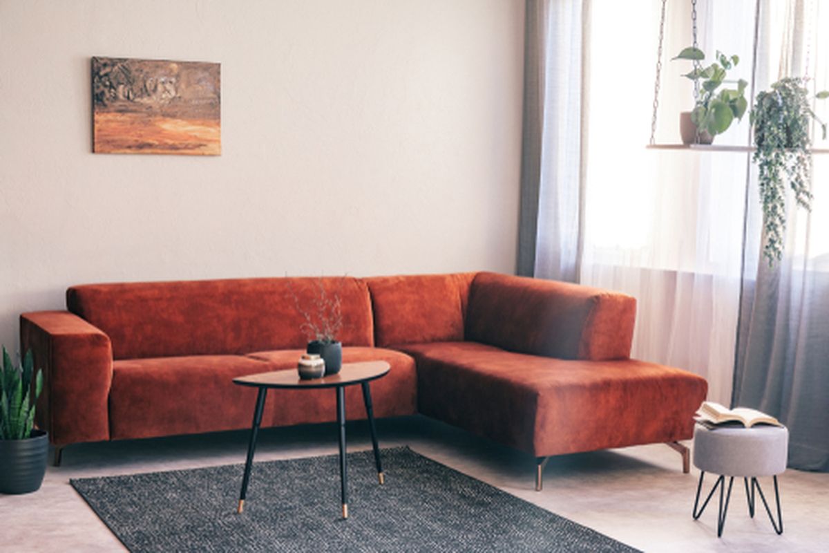 Ilustrasi sofa suede. 