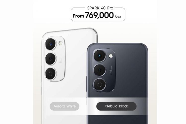 Tecno Spark 40 Pro+. Di Uganda, ponsel ini dijual dengan harga 769.000 UGX atau sekitar Rp 3,5 juta. 
