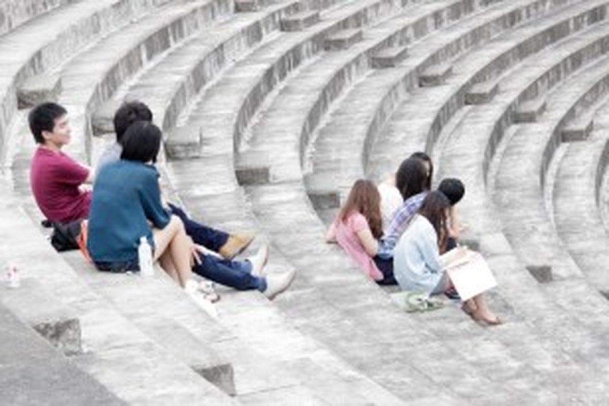 Suasana usai perkuliahan di kampus Ritsumeikan Asia Pacific University (APU), Beppu, Jepang, Kamis (27/6/2013). Bagi para mahasiswa yang tertarik dengan bahasa negara tertentu, mencari teman dari negara tersebut adalah metode paling jitu.