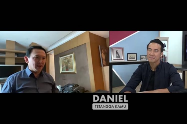 Daniel Mananta saat melakukan sesi wawancara secara virtual dengan Ahok.