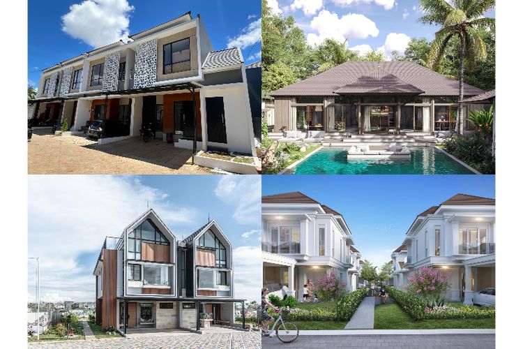 Alana Signature by PT Elang Helios Perkasa atau Unity Group (kiri atas), Salty Jim Villa by DM Projects Group (kanan atas), Bali Resort Tangerang by PT Mekar Agung Sejahtera (kiri bawah), Pasadena Grand Residences by Paramount Land (kanan bawah)