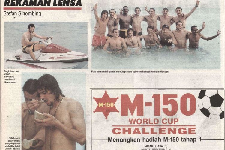 Kegiatan para pemain AC Milan di Jakarta pada minggu pertama Juni 1994.