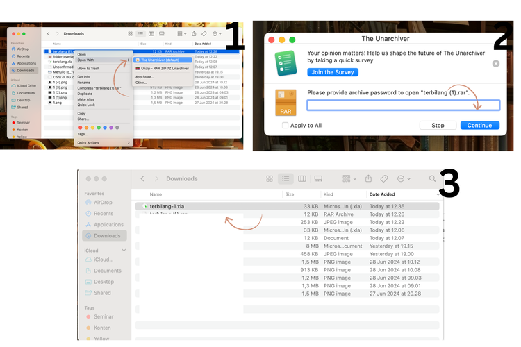 Ilustrasi cara buka file rar di macbook