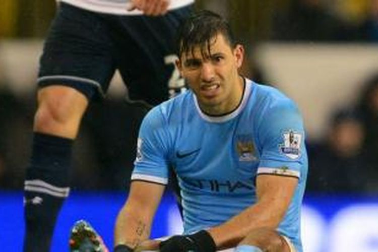 Penyerang Manchester City, Sergio Aguero. 