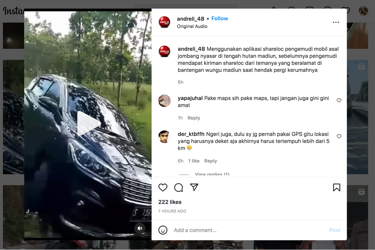 Suzuki Ertiga tersesat dan terperosok di hutan