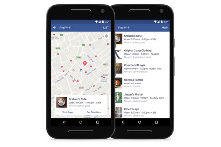 Tampilan fitur Find Wi-Fi di aplikasi Facebook Android dan iOS.