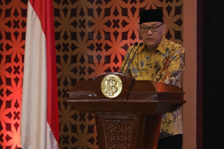 Gubernur BI Agus Martowardojo memberikan kata sambutan dalam peresmian gedung baru KPw BI di Provinsi Banten.