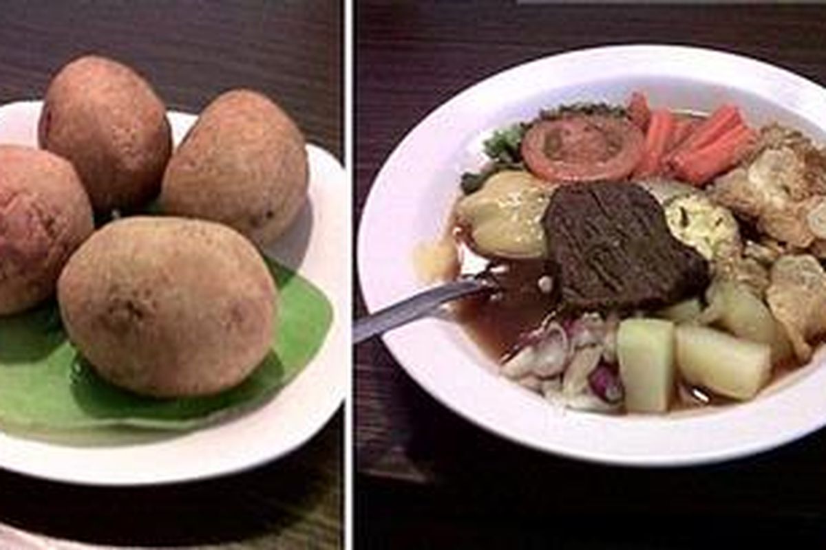 Hidangan combro (kiri) dan selat solo di Dapur Solo Nyonya Swan, Serpong.