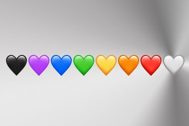 Emoji love berbagai warna, dari hitam sampai putih.