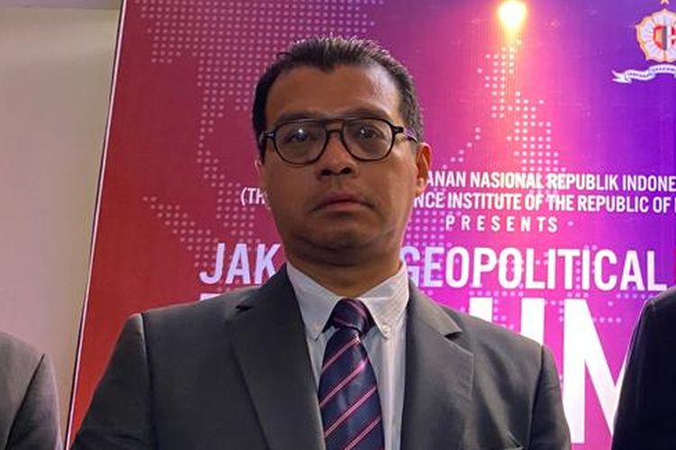 Gubernur Lembaga Ketahanan Nasional (Lemhannas) Andi Widjojanto dalam acara Jakarta Geopolitical Forum 2023 di Hotel Borobudur, Jakarta, Rabu (14/6/2023).