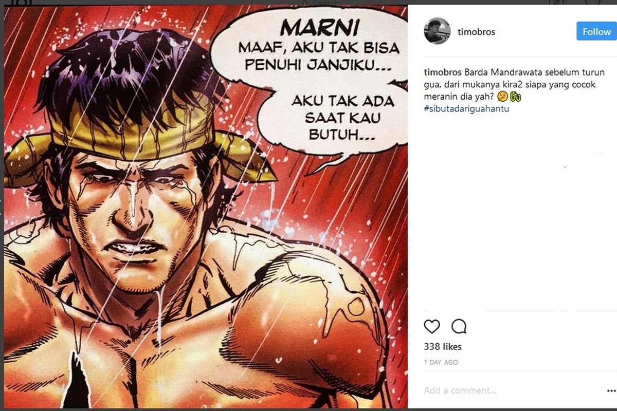 Melalui Instagram, sutradara Timo Tjahjanto bertanya kepada publik soal aktor yang paling cocok untuk memerankan sosok Si Buta dari Gua Hantu.