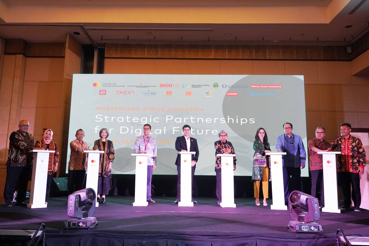 Mastercard Strive pada acara Strategic Partnership For Digital Future, Kamis (31/8/2023)