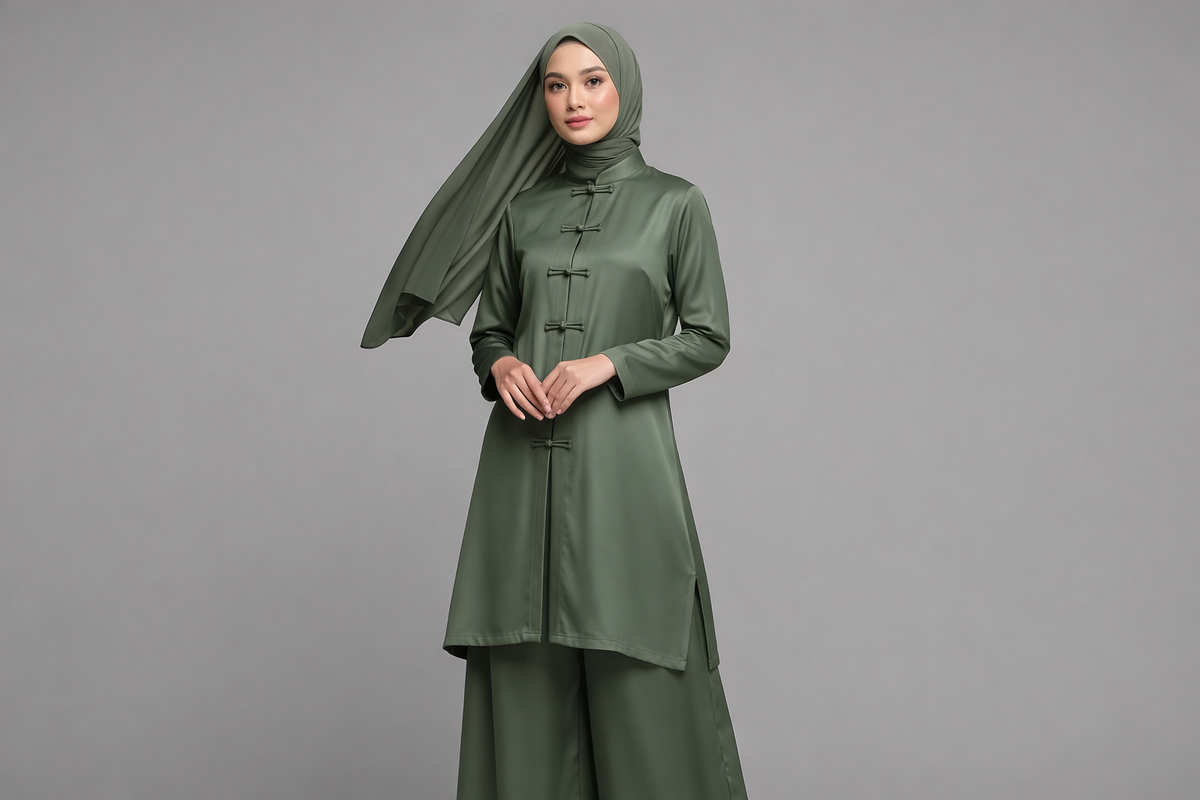 Cheongsam Tunik dan Celana Palazzo