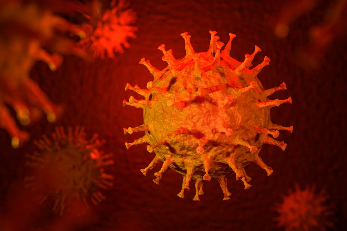 Ilustrasi 3D virus corona