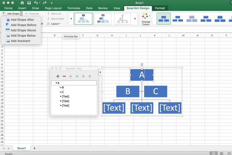 Penjelasan tentang cara membuat struktur organisasi di Excel.