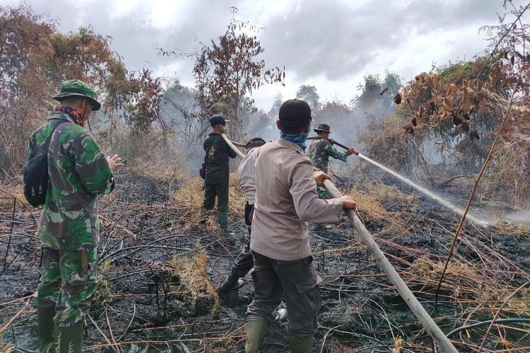 Tim Satgas Karhutla melakukan pemadaman titik api yang terdapat disejumlah wilayah di Riau.