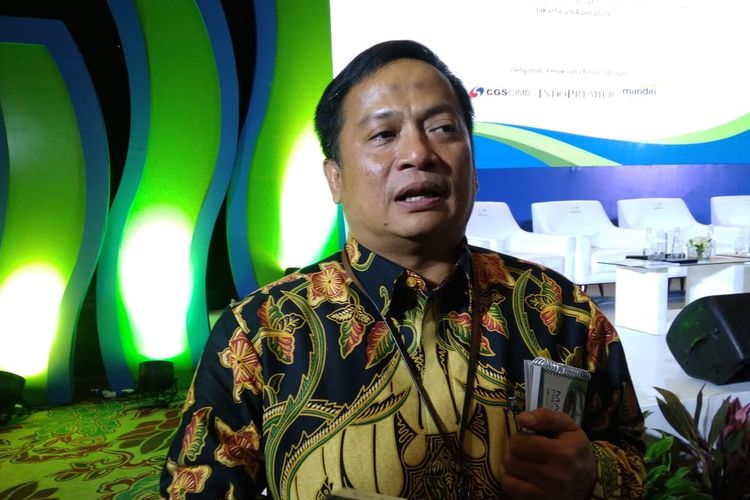 Direktur Utama PNM, Arief Mulyadi dalam public expose PNM di Hotel Fairmont Jakarta, Senin (29/4/2019)