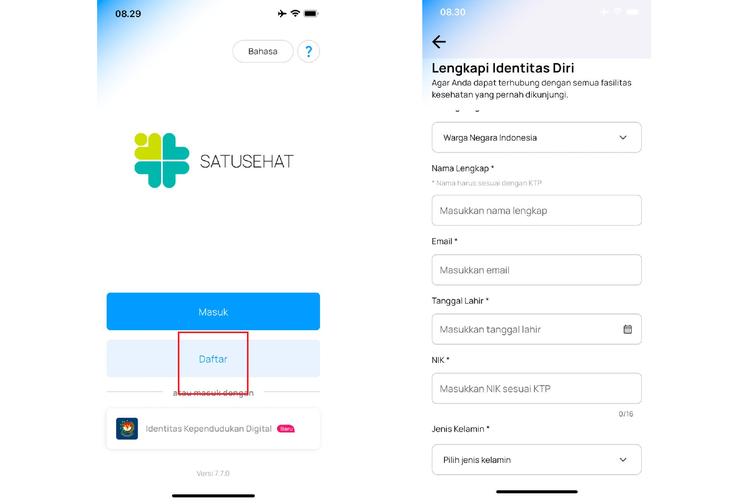 Ilustrasi cara daftar akun SatuSehat buat cek kesehatan gratis ulang tahun.