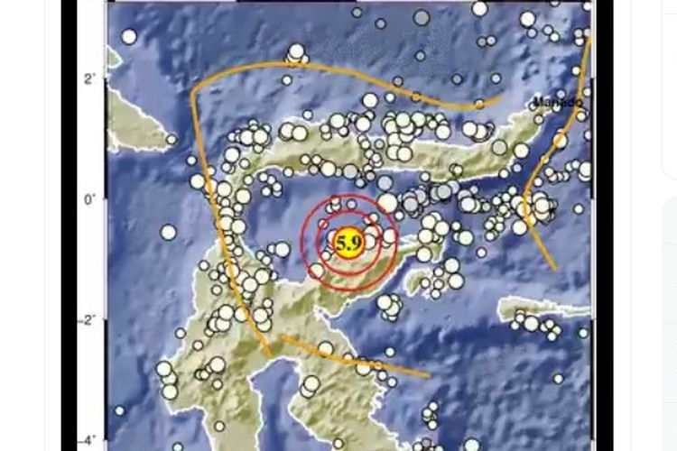 Gempa hari ini guncang Sulawesi Tengah. Gempa bumi berkekuatan M 5,9, berpusat di laut, berjarak 55 km Timur Laut Tojo Una-una, Sulawesi Tengah di wilayah Teluk Tomini.