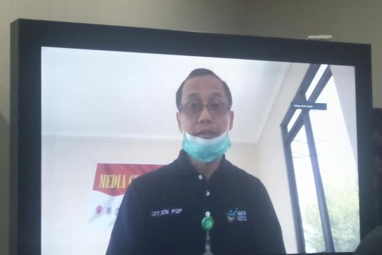 Direktur Pengecahan dan Pengendalian Penyakit Kementerian Kesehatan, Anung Sugihantono saat telekonferens di Kementerian Kesehatan, Jakarta, Rabu (5/2/2020)