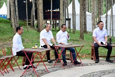 Momen Jokowi Nikmati Udara Pagi dan Sarapan di IKN Bareng AHY dkk