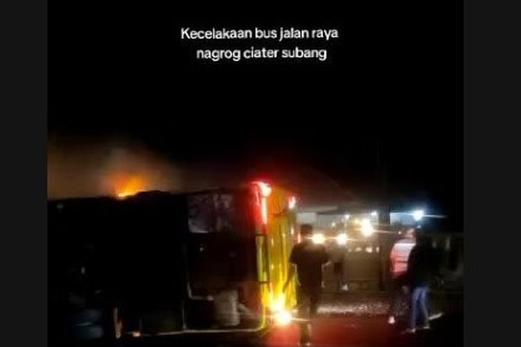Kecelakaan bus pariwisata di Ciater, Subang, JAwa Barat, Minggu (4/6/2023).
