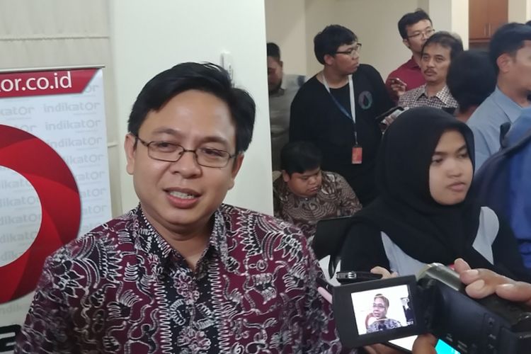 Direktur Eksekutif Indikator Politik Burhanuddin Muhtadi di Jakarta, Rabu (11/10/2017).