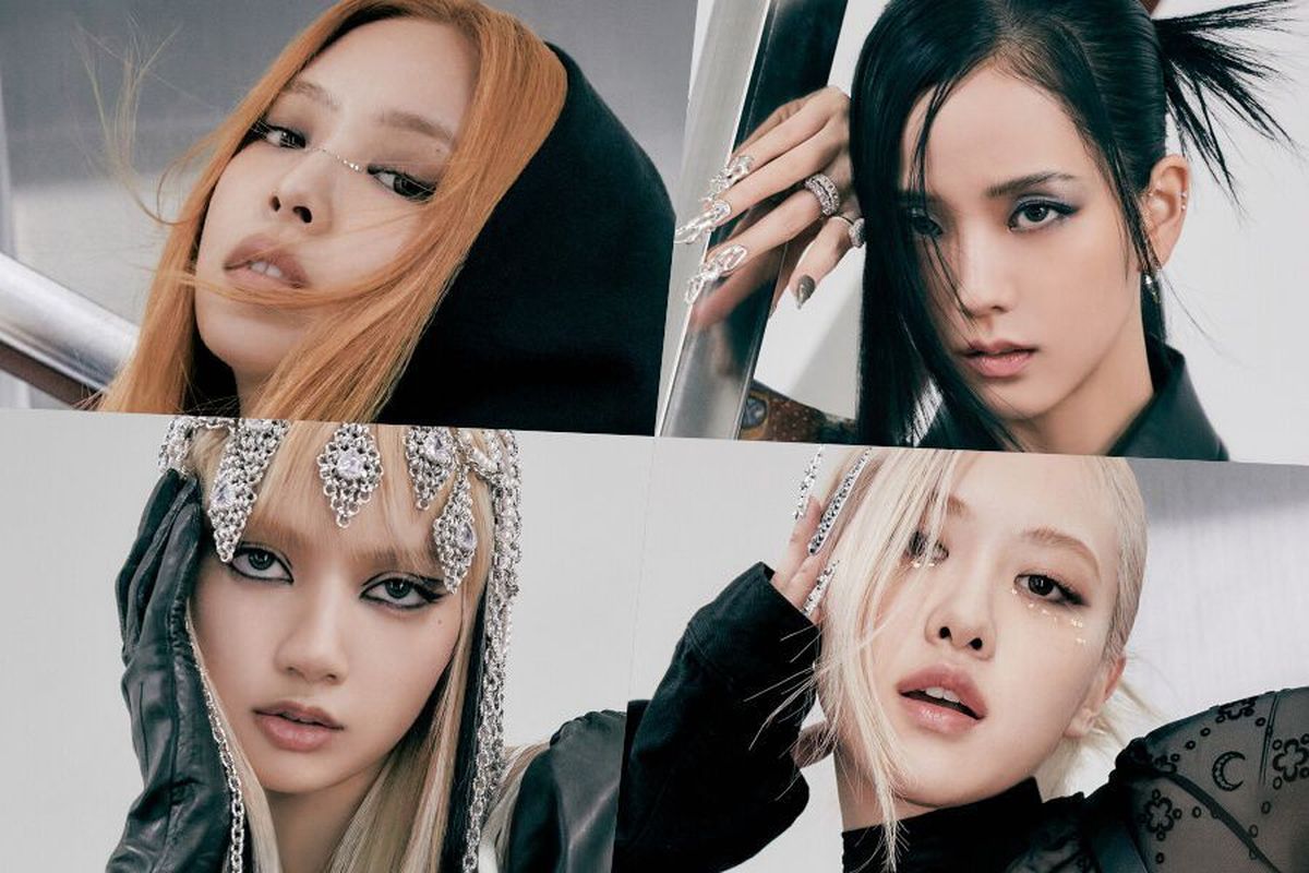 Gabungan foto teaser album BORN PINK BLACKPINK, (ki-ka): Jennie, Jisoo, Lisa, Rosé 