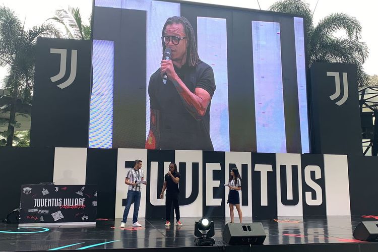 Legenda Juventus, Edgar Davids, saat menjadi bintang tamu dalam acara bertajuk Juventus Village di Lippo Mall Kemang, Jakarta, pada Jumat (27/1/2023) sore WIB.
