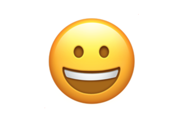 Ilustrasi emoji wajah tersenyum lebar menyeringai.