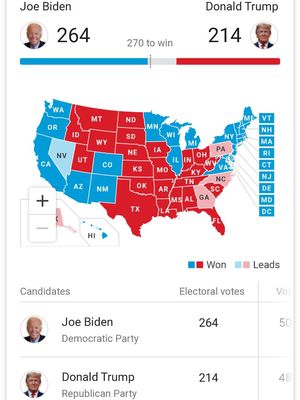 Hasil Pemilu presiden AS (Pilpres AS) di laman Google.