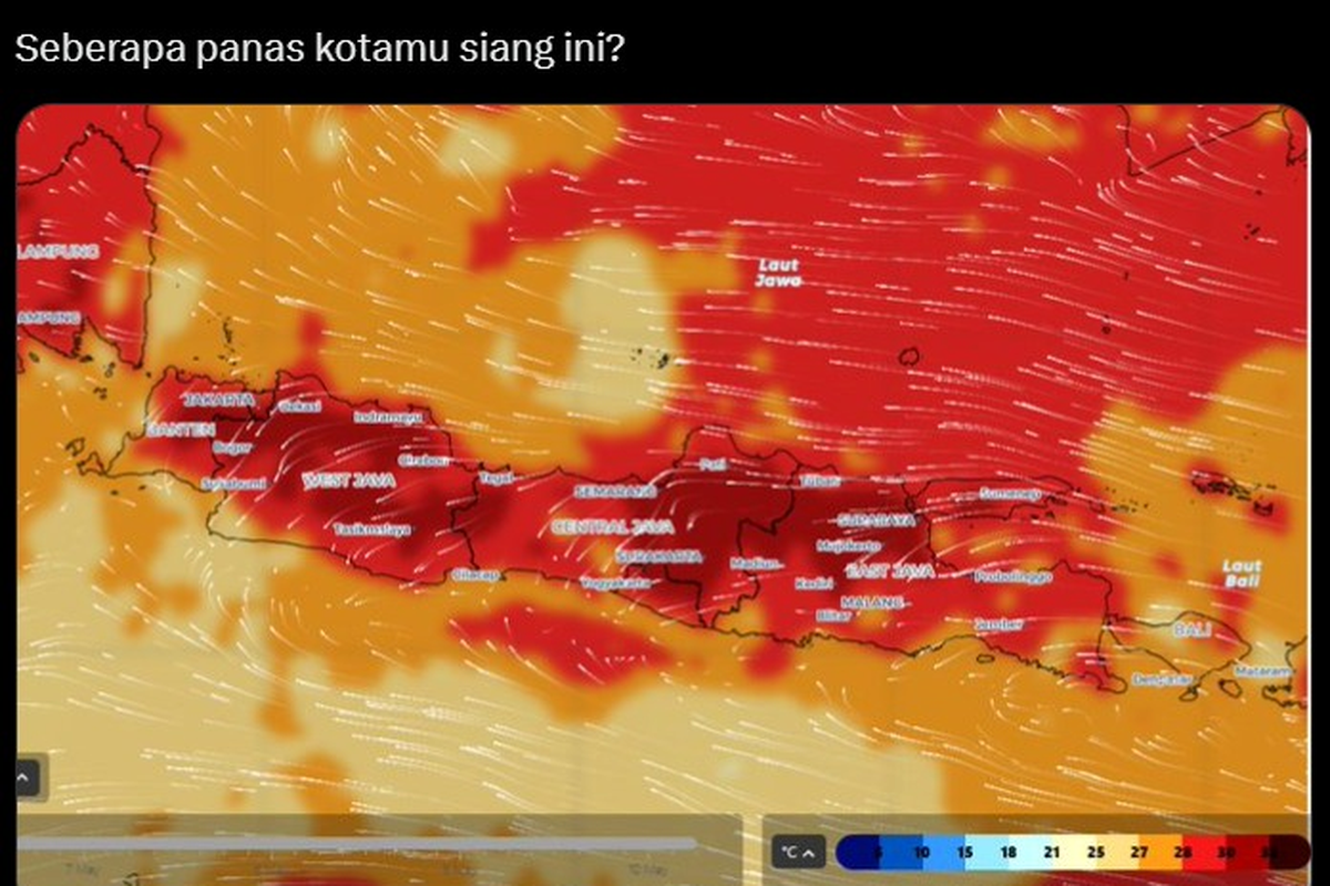 Beredar citra yang menunjukkan wilayah Jawa tampak memerah pada awal Mei 2025 yang bertepatan dengan masuknya musim kemarau di Indonesia.