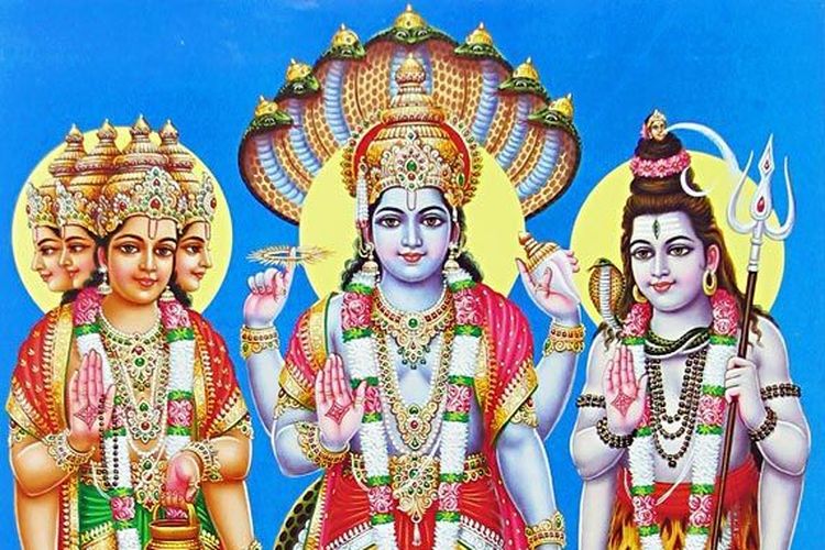 Trimurti atau tiga dewa tertinggi dalam kepercayaan Hindu yaitu Dewa Brahma, Dewa Wisnu, dan Dewa Siwa.
