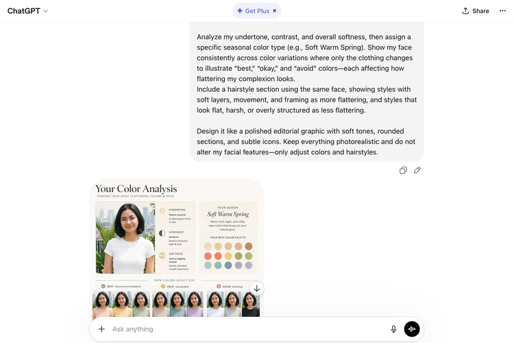 Cara membuat color analysis via AI
