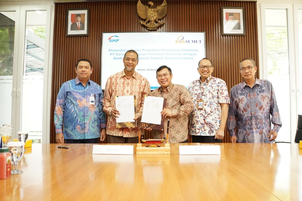 PT Sarana Multigriya Finansial (Persero) atau SMF bersama PT Bank Pembangunan Daerah Sumatera Utara atau Bank Sumut, menjalin kerja sama pembiayaan Kredit Pemilikan Rumah (KPR) senilai Rp 100 miliar.
 Perjanjian kerja sama ini ditandatangani Direktur Utama SMF Ananta Wiyogo dan Direktur Utama Bank Sumut Muchammad Budi Utomo, di Kantor SMF, Jakarta, Kamis (26/12/2019).