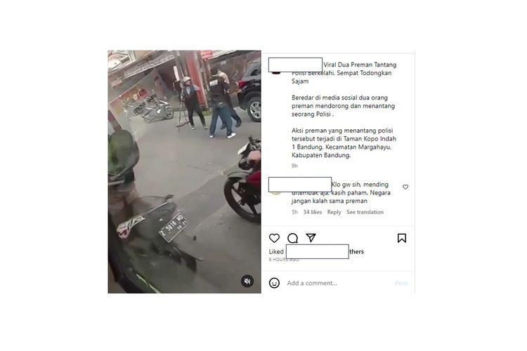 Viral video preman ajak duel polisi di Bandung