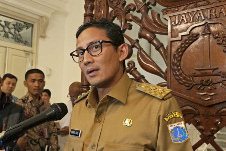 Wakil Gubernur DKI Jakarta Sandiaga Uno di Balai Kota DKI Jakarta, Jalan Medan Merdeka Selatan, Senin (11/12/2017).