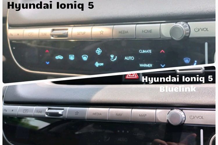 Perbedaan mobil listrik Hyundai Ioniq 5 non Bluelink (atas) dengan Ioniq 5 Bluelink (bawah)
