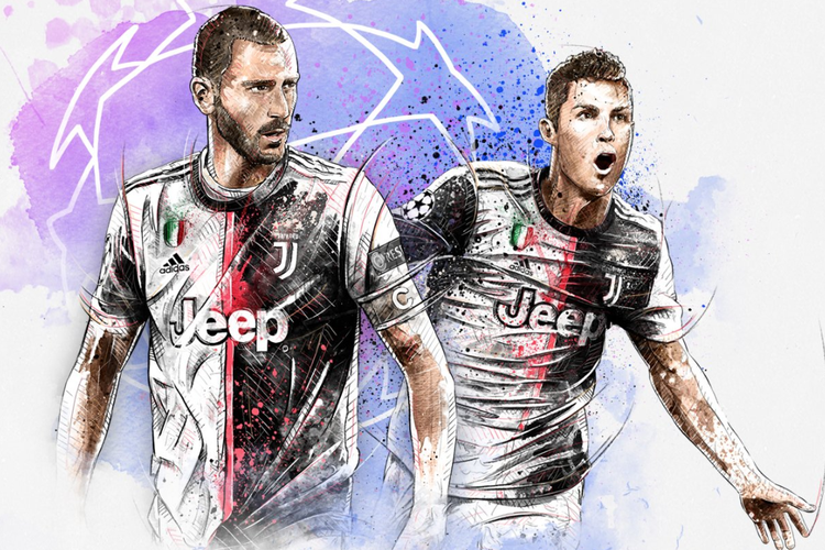 Ilustrasi Leonardo Bonucci dan Cristiano Ronaldo