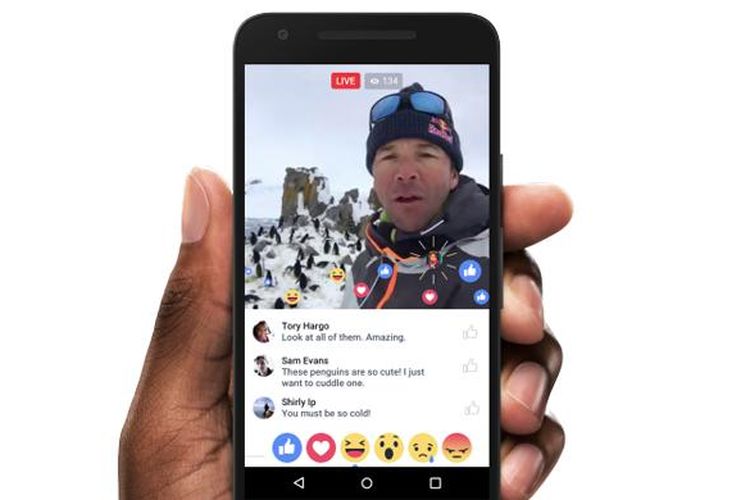 Ilustrasi reaksi secara real time pada Facebook Live