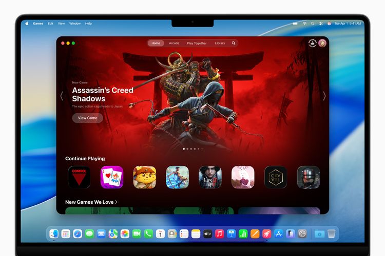Tampilan aplikasi Games di MacOS 26 Tahoe.