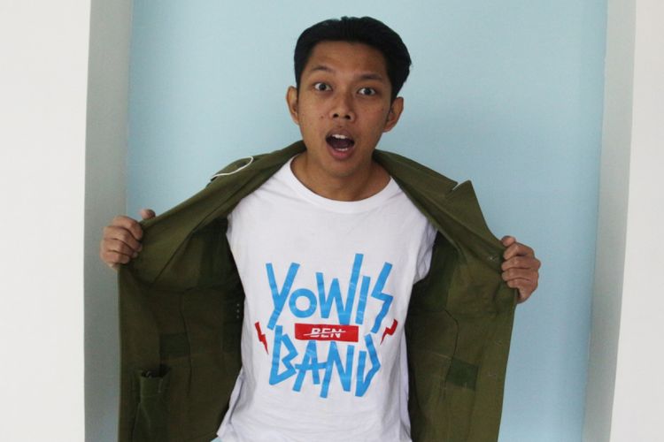 Bayu Skak saat berkunjung untuk promo film Yowis Ben di Gedung Kompas Gramedia, Palmerah Barat, Jakarta, Rabu (07/02/2018). Film yang bergenre komedi tersebut merupakan garapan rumah produksi Starvision.