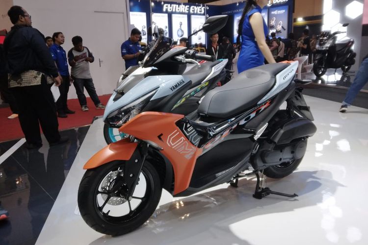 Yamaha resmi meluncurkan Yamaha Aerox 155 dengan varian warna dan grafis baru di Indonesia Motorcycle Show (IMOS+) 2023, di ICE BSD City, Tangerang.
