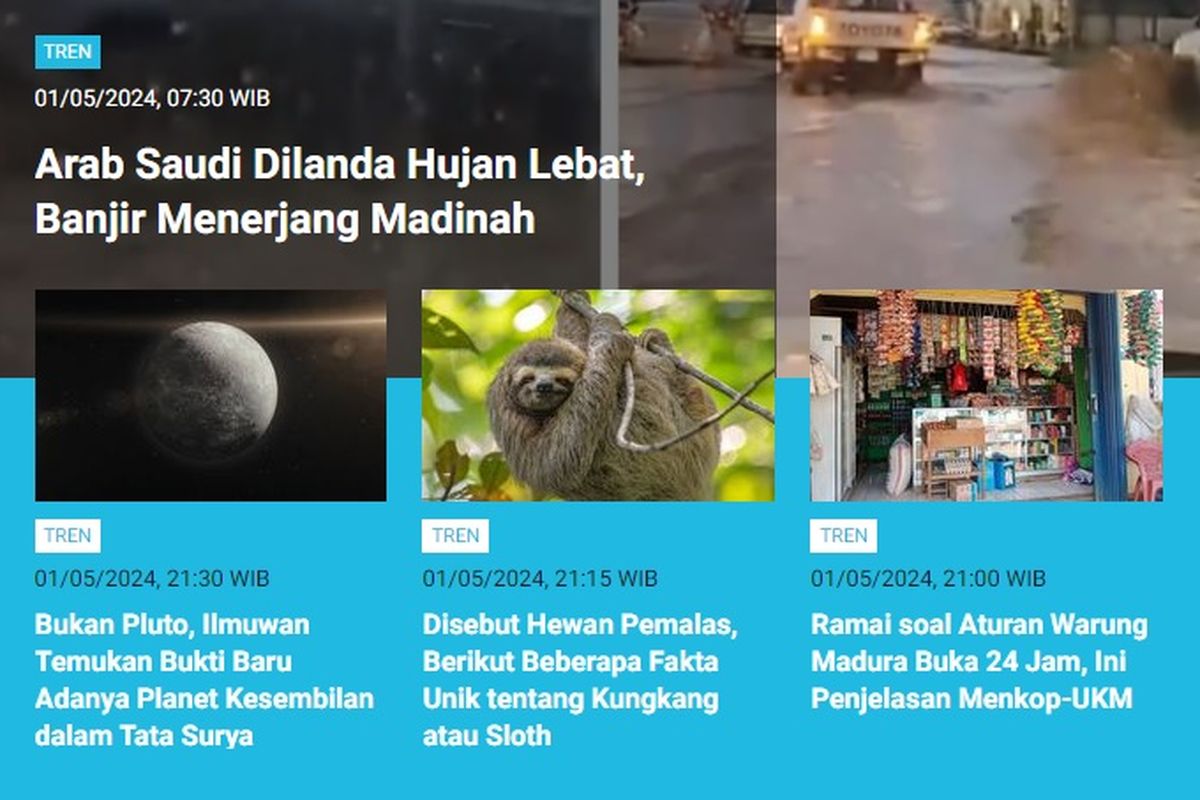 Populer Tren Rabu (1/5/2024): Madinah diterjang banjir setelah hujan turun 24 Jam dan daerah yang merasakan gempa Bandung M 4,2.
