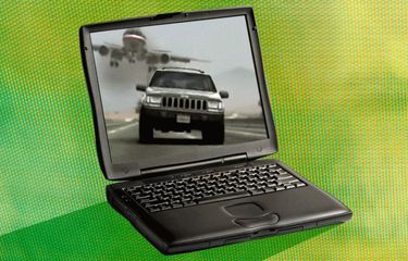 Ilustrasi film 405: The Movie ditampilkan di layar laptop lawas.