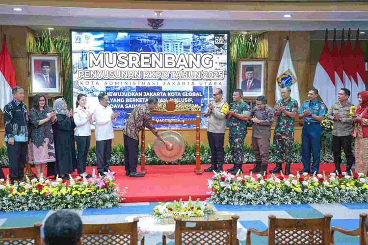 Penjabat (Pj) Gubernur DKI Jakarta Heru Budi Hartono saat membuka Musrenbang Jakarta Utara, Kamis (21/3/2024).