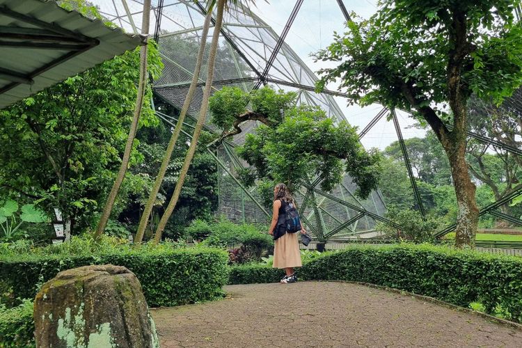 Wisatawan di wahana Taman Burung TMII.