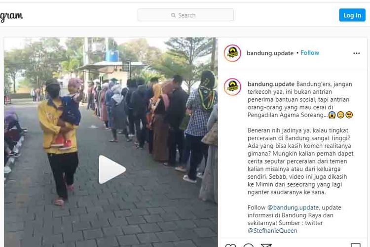 Antrean orang yang mau cerai di Pengadilan Agama Soreang, Bandung, Jawa Barat, viral di media sosial.