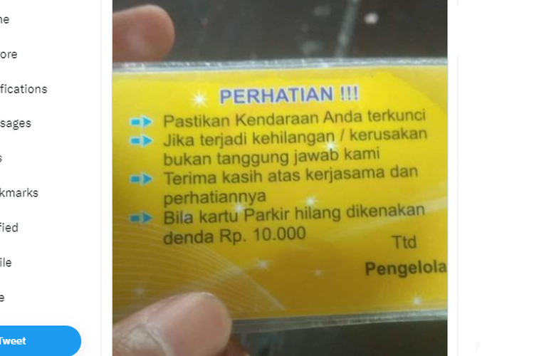 Foto Karcis Parkir Hilang Didenda Tapi Motor Hilang Bukan Tanggung Jawab Pengelola Kok Bisa