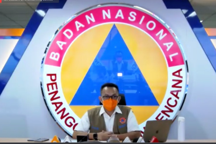 Pelaksana tugas (Plt) Kepala Pusdatinkom BNPB Abdul Muhari dalam konferensi pers virutal pada Minggu (5/12/2021).